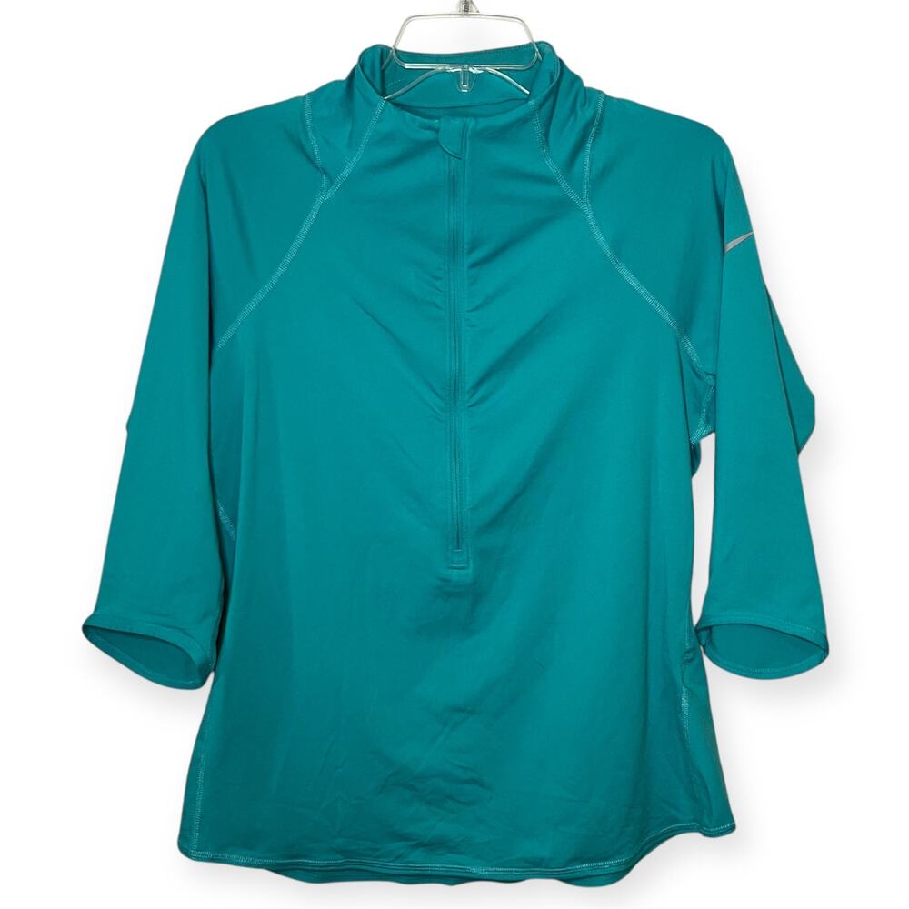 Nike Dri-FIT Element Teal Zip Pullover Top Reflective Swoosh‎ Size Large Running